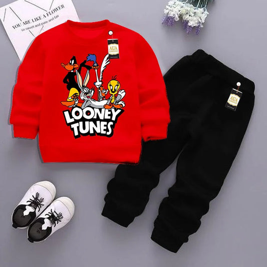 Red and Black (Looney tunes ) Printed Kids Tracksuit for Winter