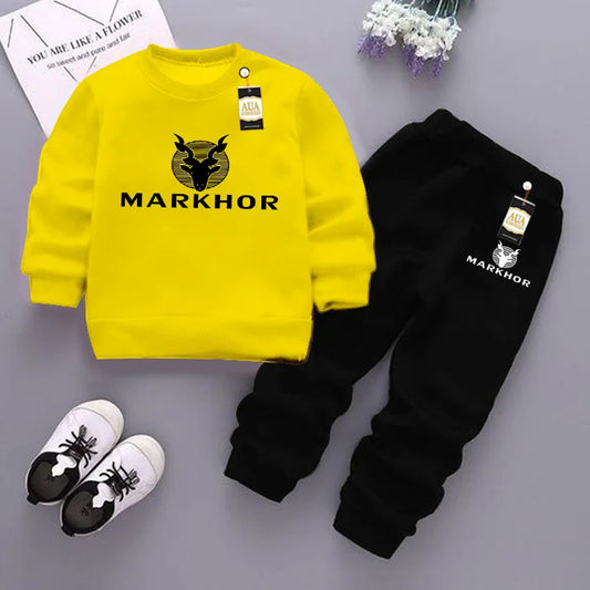 Yellow and Black ( Markhor) Printed Kids Tracksuit for Winter