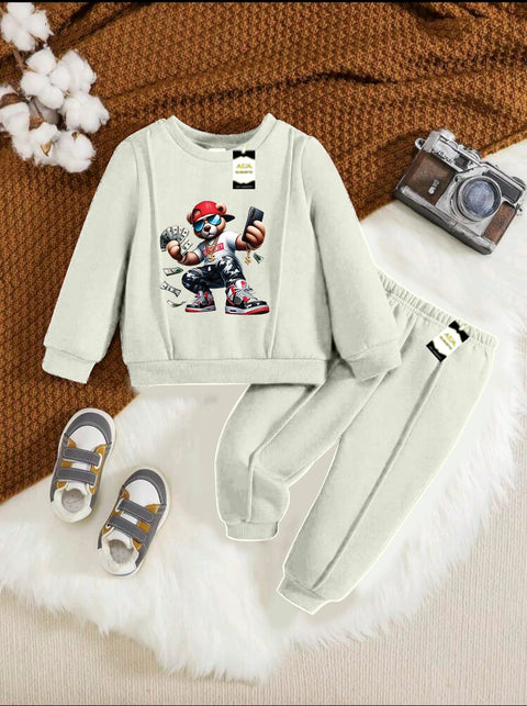 SWAG TEDDY OFF WHITE KIDS WINTER TRACK SUIT