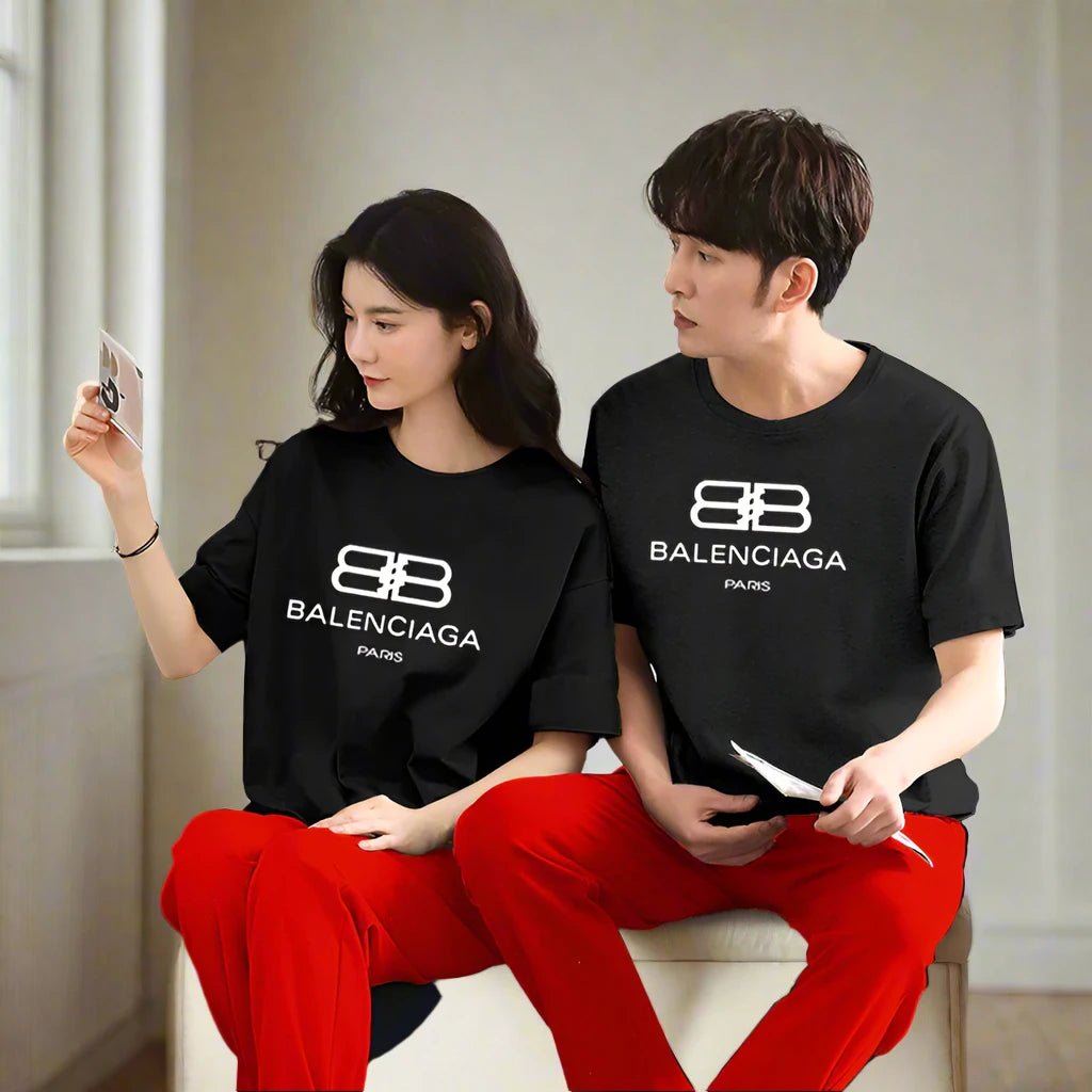 BALENCIAGA Printed Couple Night Suit for Men and Women Pack of 2 ( 11 colours )
