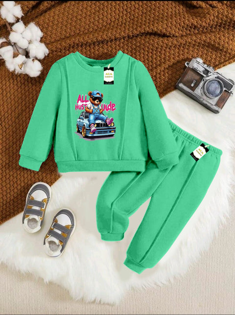 ALL HUSTLE GREEN KIDS WINTER TRACKSUIT