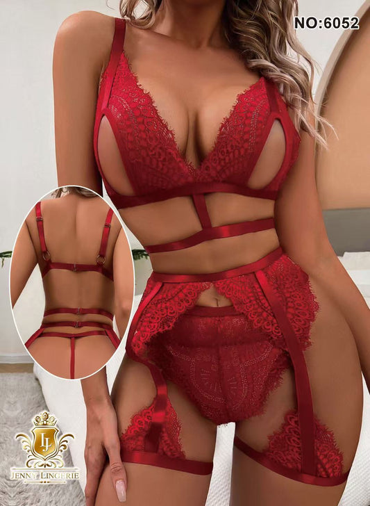 woman Flower Lace Underwire Garter and Thong Sexy Bra Ultrathin Underwear Set Transparent Bra Set Embroidery Lingerie Brassiere