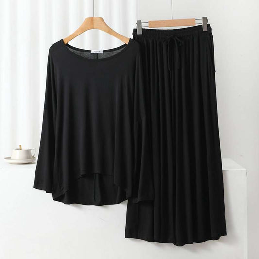 Black Loose Sleeves T-Shirt With Plazzo Trouser Suit (AA-95)