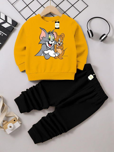 TOM & JERRY YELLOW & BLACK KIDS WINTER TRACK SUIT