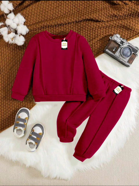 PLAIN MAROON KIDS WINTER TRACKSUIT