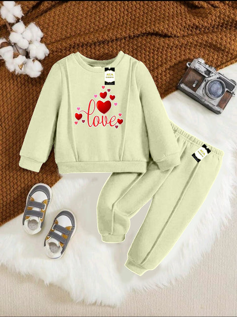 LOVE HEART BEIGE KIDS WINTER TRACK SUIT