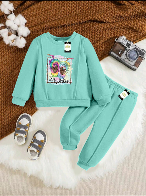 TEA JUNKIE SEA BLUE KIDS WINTER TRACKSUIT