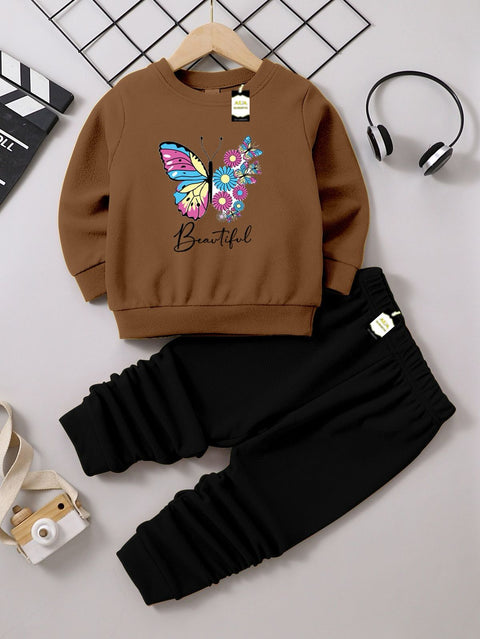 BUTTERFLY BROWN & BLACK KIDS WINTER TRACK SUIT