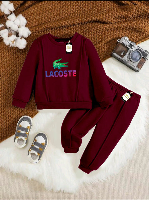 LACOSTE MAROON KIDS WINTER TRACKSUIT