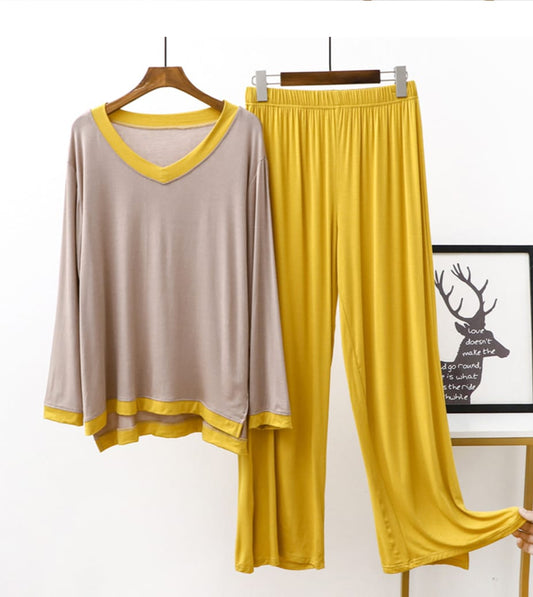 Skin With Yellow V Neck With Yellow Plazo Suit For Her(AA-146)