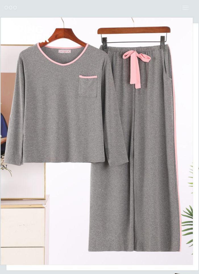 Plain Grey With Pink Pocket T-shirt With Plazzo Pajama Suit (AA-106)