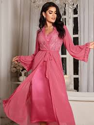 2 Pc Premium Silk Nighty with Gown