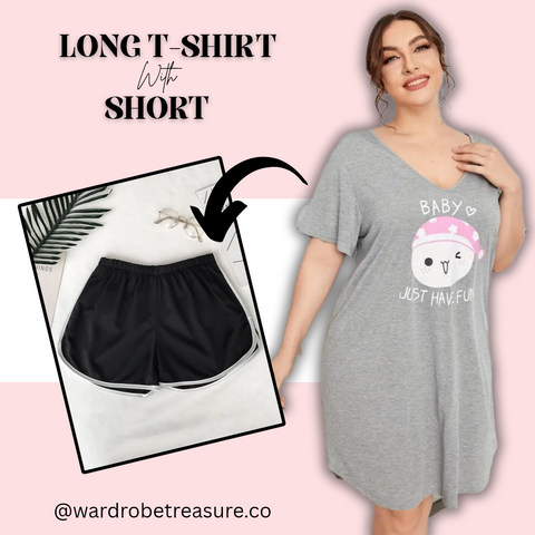 Grey Baby Just Have Fun Printed Long Tee For Her